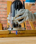 Heavy Duty Pattern Flush Trim Router Bit Set Featuring 1/4 Inch Shank And Bottom Bearing Kit For Laminate Veneer Edging in use.