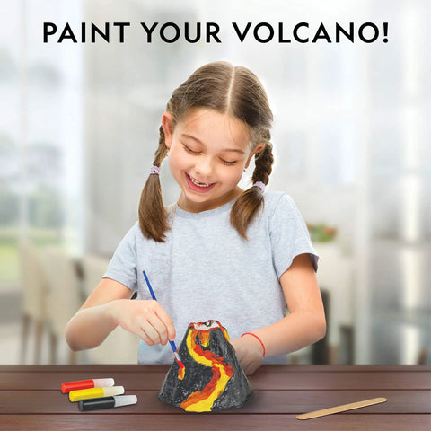 Child painting volcano from Ultimate Volcano Kit For Kids With 3X Eruptions And Pop Crystals That Add Sound, Hands On STEM Science Toy