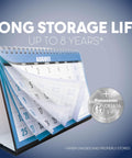 Solid Bang For Buck Cr1616 Lithium Coin Cell Batteries 3 Volt Long Lasting Power calendar showing up to 8 years storage life.