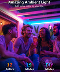 Group enjoying RGB Waterproof LED Strip Lights Kit With Dimmable 5050 Tape 4 Pre Cut 48Inch Strips in a vibrant setting