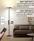 Double Sided RGB LED Floor Lamp With Remote And Smart App Control 36W 2600 Lumens shown in living room with remote