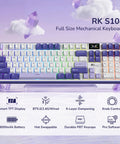 Premium Compact Wireless Mechanical Keyboard Equipped With Bright TFT Screen And Responsive Metal Dial For Quick Media Tweaks Seamless Mac PC Pairing Snappy Clicky Switches And Insane Battery Life That Totally Slaps, full-size layout with colorful backlit keys.
