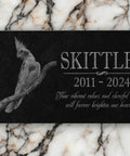 Granite Bird Portrait Memorial Stone Custom Engraved Marker For Parrots Canaries Finches Lovebirds, 12x6 inch plaque with bird engraving