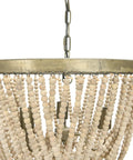 Draped Wood Bead Chandelier With Gold Washed Metal Base And Brushed Finish Long 10 Foot Cord And 6 Foot Chain Hand Selected Beads