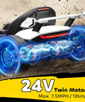 Dual Motor 24V Electric Go Kart For Kids 6-12 with twin motors visual, showing drift mode feature and maximum speed of 7.5 mph