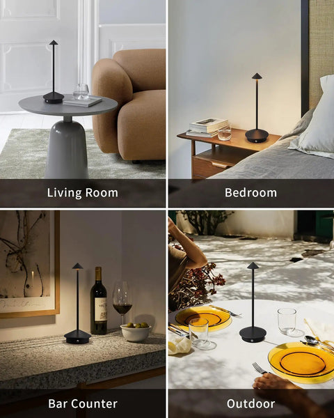 Go Anywhere Cordless Table Lamp Set Of 2 with Portable LED Desk Lamps used in living room, bedroom, bar, and outdoor