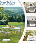 6 Foot Folding Picnic Table Built for On The Go Camping Picnics Parties and Kitchen Use Easy to Fold with Carrying Handle outdoors