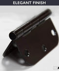 Oil Rubbed Bronze Interior Door Hinges 3.5 By 3.5 Inches With Five Eighth Inch Radius Corners, close-up view