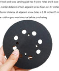 5 Inch Hook And Loop Sanding Pad Replacement Backing Plate For Random Orbit Sander Tough As Nails With Eight Dust Holes, showing screw and dust holes.