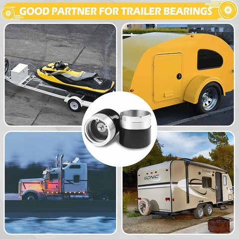 Moncer 4-Piece trailer bearing lubricator set, 1.98-in stainless steel, for RVs and trailers (close-up)