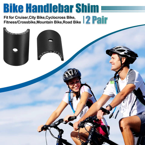 2 Pair Bike Handlebar Shim 25.4 To 31.8mm Adapter Kit for MTB Road Bikes with cyclists in background