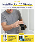 Person installing Keyless Entry Smart Door Lock With App Access, Fingerprint Touch ID, Keypad Code, Card FOB And Traditional Key