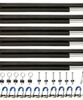 Heavy Duty Universal Trampoline Enclosure Poles Kit For Six Straight Tubes Fits 10 To 16 Foot Nets, includes black foam and blue caps.