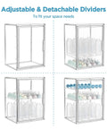 Three Tier Clear Acrylic Baby Bottle Storage Organizer For Countertop Or Cabinet Large Capacity Station With Removable Dividers