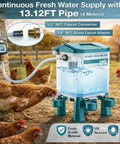 2 Gallon Automatic Chicken Waterer With Smart Float Control Hang Or Stand Poultry Drinker Attaches To Garden Hoses with 13.12FT pipe.