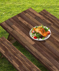 Waterproof Picnic Table Cover Set With Bench Covers Elastic Edges Brown Wood Fitted Tablecloths For Outdoor Patio Camping 72 Inch 3 Piece