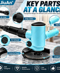 Heavy Duty Four Inch Pneumatic Angle Grinder Featuring Smooth Kickass Rotary Trigger And Clever Side Vent Exhaust For Zero Fuss Metal Grinding Polishing Air Powered Workshop Beast with labeled parts.