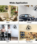 23 Inch Wall Mounted Fan With Light And Remote App Control, 6 Speeds, installed in patio, garage, gym, and tool room
