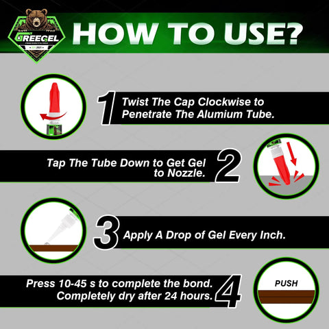 Instructions for using All Purpose Super Glue Gel For Plastic Shoes Metal Ceramic And Wood Crystal Clear Instant Bond