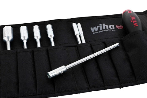 Drive-Loc VI Pro-Grade Nut Driver Set With Interchangeable Blades in Durable Pouch, 8-Piece, visible nut drivers in pouch.