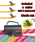 Smooth As Butter Rotary Wrapping Paper Cutter With Three Quick Swap Blades For Dead Simple Gift Roll Slicing, includes cutter with replaceable blade set.