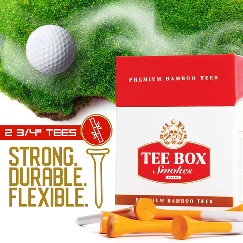 Tee Box Smokes Premium Bamboo Golf Tees Magnetic Reusable Tee Case Two And Three Quarters Inch Eco Friendly Bamboo Tees