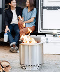 Ranger Portable Outdoor Fire Pit With Stand Stainless Steel Firepot For Wood Burning And Low Smoke Campfire Backyard Heater in use