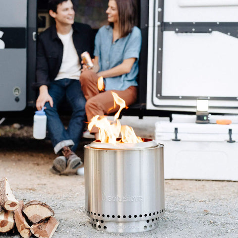 Ranger Portable Outdoor Fire Pit With Stand Stainless Steel Firepot For Wood Burning And Low Smoke Campfire Backyard Heater in use