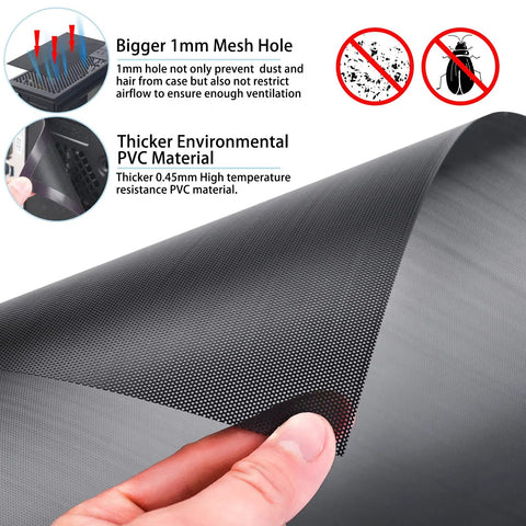 Close-up of 400x300mm PC Case Dust Mesh Filter Pack With Magnetic Strip PVC Dustproof Mesh Cover showing 1mm mesh holes.