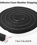 Self Adhesive Door Weather Stripping Foam Tape 1x1 Inch, 6.5 Feet Long, Draft Stopper No Brainer That Blocks Cold Air, Noise Proof, Dust Proof, Heat Insulation, NBR High Density Seal For Doors And Windows black foam roll with 1 inch size