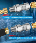 Pressure Washer Swivel Fitting Three-Eighth NPT Stainless Steel 360 Degree Kink-Free Connector High-Pressure 5000 PSI Joint For Hoses Quick And Easy Attachment Durable Steel Build For Heavy-Duty Cleaning on hose connections