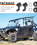 2Pcs Hood Latch Toggle Kit With Grommets And Washers For RZR 570 800 900 2010 2021 package with off-road vehicle