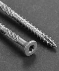 Close-up of Bronze Exterior Deck Screws 4 Inch 304 Stainless Steel Rust Resistant Epoxy Coated T25 Star Drive