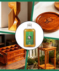 Nifty Pure Tung Oil 11.8 Ounce Bottle Natural Wood Finish Excellent For Small Wooden Models Jewelry Boxes Custom Ornaments And Mini Carving Crafts displayed with wooden crafts.