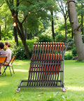 Beast Of A Folding Chair Dolly That Hauls 25 Chairs, 300 Lbs Capacity, L Shape Vertical Rack, outdoors on grass
