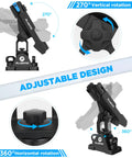 2 In 1 Kayak Fishing Rod Holder For Boats Track Mounted And Deck Mounted Universal Boat Rod Holder For Kayaks And Small Boats Keeps Your Rods Locked In While You Paddle Or Cast., black adjustable plastic rod holder with 270° vertical and 360° horizontal rotation