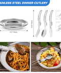 Stainless steel cutlery and plate from 15 Piece All In One Camping Cookware Mess Kit With Nonstick Pots And Pans Kettle Stainless Steel Cups Plates And Utensils Lightweight Outdoor Cooking Gear For Camping Backpacking Picnics.