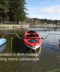Kayak Stabilizers Package With Hard Outrigger Floats Adjustable Stabilizer System For Fishing Kayaks on water with U-Arm.