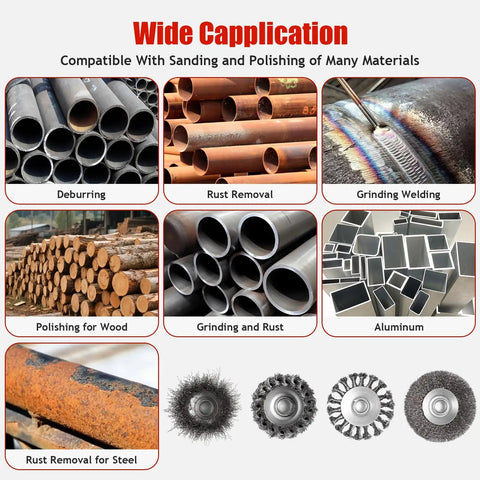 12 Pack Wire Wheel Set For Angle Grinder With 5/8-11 UNC Thread, Heavy Duty Rust Removal, Paint Stripping Kit applications