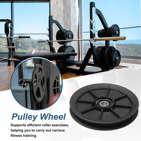 Nylon Bearing Gym Pulley Wheel 120mm 4.72 Inch Heavy Duty Cable Pulley For Home Gym And Garage Door Setup With Steel Shaft And Black Fittings Durable Fitness Equipment Accessory For Cable Machines, 120mm pulley wheel on gym machine