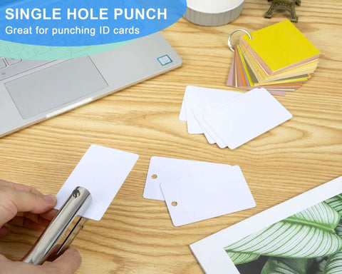 Heavy Duty One Quarter Inch Single Hole Punch For Crafts And Office Use on desk punching ID cards