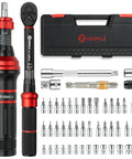 52 Piece Torque Wrench And Screwdriver Set With One Quarter Inch Drive, 20 To 260 Inch Pound And 2.3 To 29.4 Newton Meter Dual Range