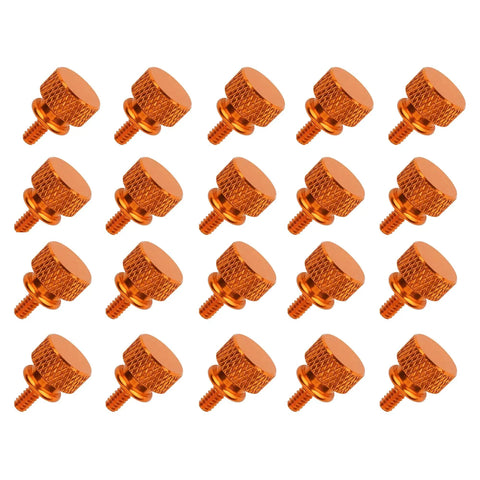 Aluminum Knurled Thumb Screws 20 Pack with Diamond Knurl Head No Tool Needed Hand Tightening M3 M4 6-32 8-32 Threads Durable Orange Bolts