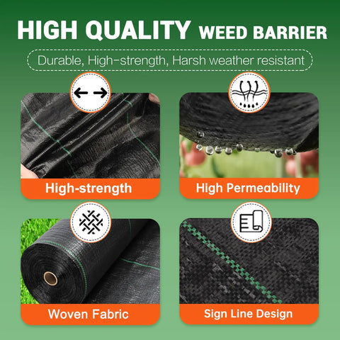 Tough As Nails Heavy Duty Woven Weed Barrier Fabric Ground Cover Mat 5 x 10 Feet Three Pack high-strength, permeable design