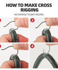 Steps for cross rigging with Heavy Duty Silicone O Rings for Wacky Worm Baits Pack of 201 with Tool Protect Soft Plastics