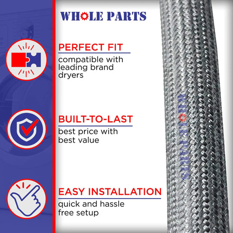 Upgraded Dryer Door Seal W10906683 Replacement Gasket with textured surface and installation benefits description