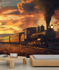 Epic Steam Train Mural Wall Art For Living Room And Bedroom, Massive Locomotive Canvas Wallpaper, 157 By 110 Inches Not Peel And Stick