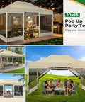 10x15 Heavy Duty Pop Up Canopy Tent With Sidewalls Pro Grade Gazebo for Outdoor Parties with Mosquito Netting