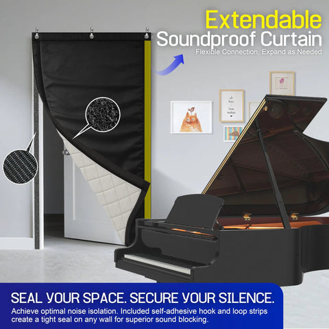 Heavy Duty Soundproof Acoustic Curtain For Doors And Windows Featuring Premium Five Layer Noise Dampening Fabric Block The Racket And Send It Packing Black Thermal Door Cover For Home Theater Garage Studio Privacy Shield