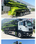 Road Ready Concrete Boom Pump And Mobile Mixer Truck Rig Slick Setup Full Process Integration Built Tough For House Building side view at construction site.
